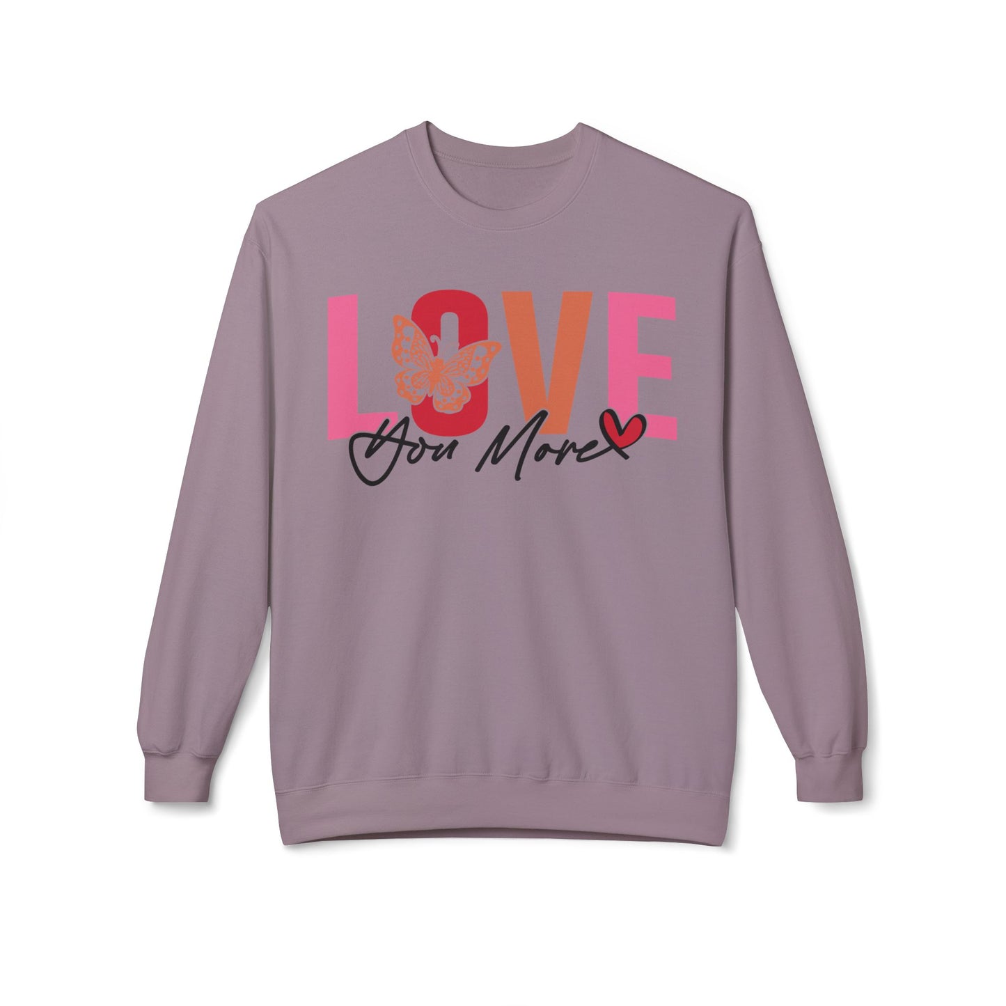 Love You More Butterfly Crewneck Sweatshirt - Unisex Fleece for Every Day & Special Occasions