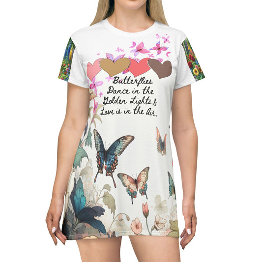 Butterfly Love T-Shirt Dress - Floral Design for Spring Celebrations
