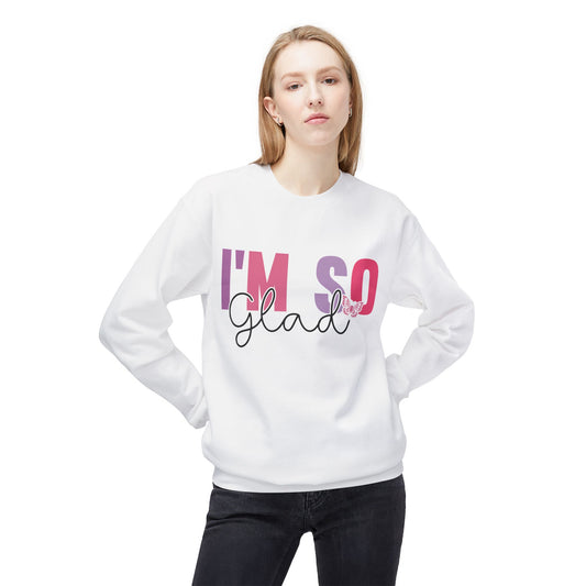 Butterfly Love Crewneck Sweatshirt – 'I'm So Glad I Found You' Motivational Sweater